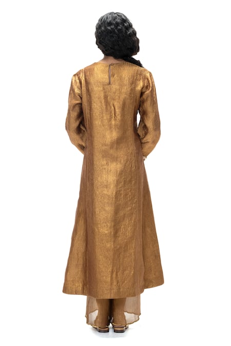 Buy Mimamsaa Gold Tissue Embroidery Round Neck Rupa Handwoven Kurta Set Online at Aza Fashions Buy_Mimamsaa_Gold Tissue Embroidery Round Neck Rupa Handwoven Kurta Set _Online_at_Aza_Fashions