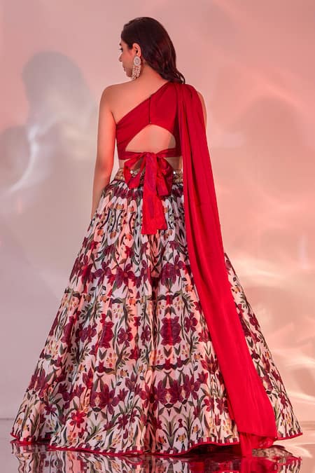Rashika Sharma Kairah Draped One Shoulder Blouse & Printed Lehenga 