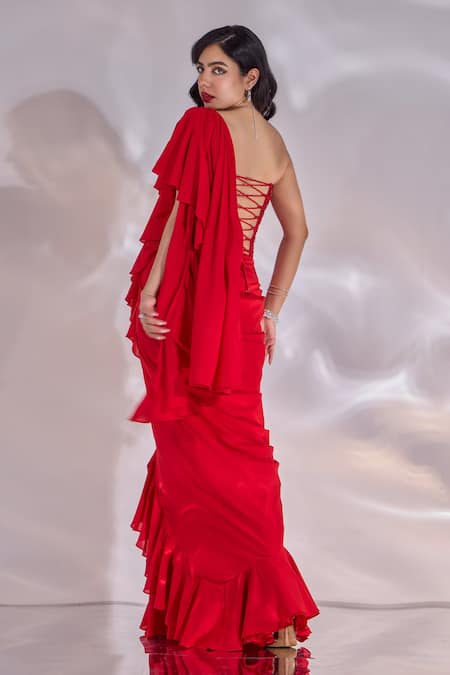 Rashika Sharma Scarlett Pre-Draped Saree With Hand Embellished Corset 