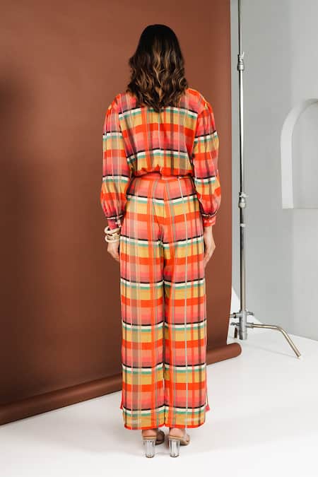 Ria Shah Label Plaid Print Shirt With Pant 