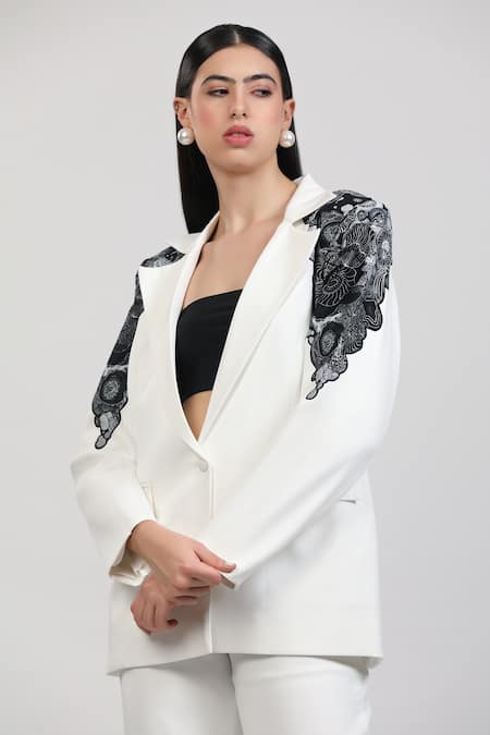 Shop_Zosia_Ivory Crepe Applique Niorelle Work Blazer With Pant _Online_at_Aza_Fashions