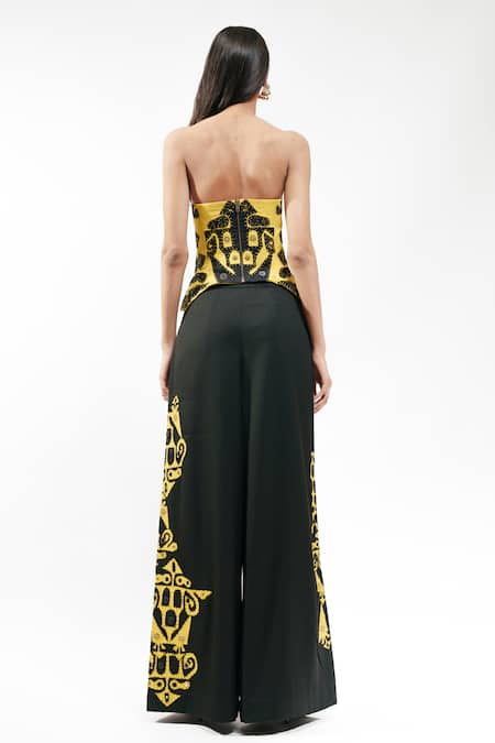 AK-OK Embroidered Strapless Corset & Trouser Set 