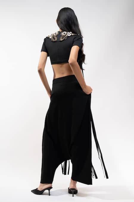AK-OK Embroidered Crop Top & Pleated Trouser Set