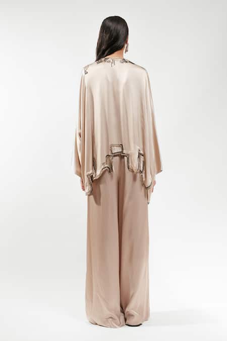 AK-OK Embellished Silk Habutai Kaftan Kurta 