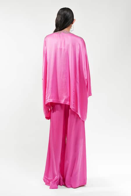 AK-OK Embellished V-Neck Silk Habutai Kurta