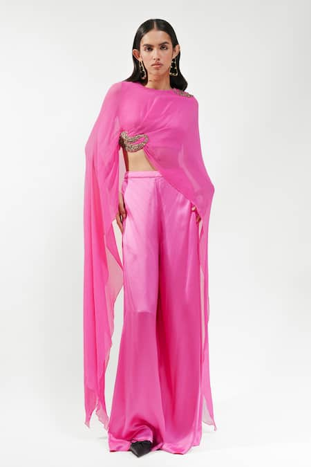 AK-OK Embellished Draped Cape & Trouser Set