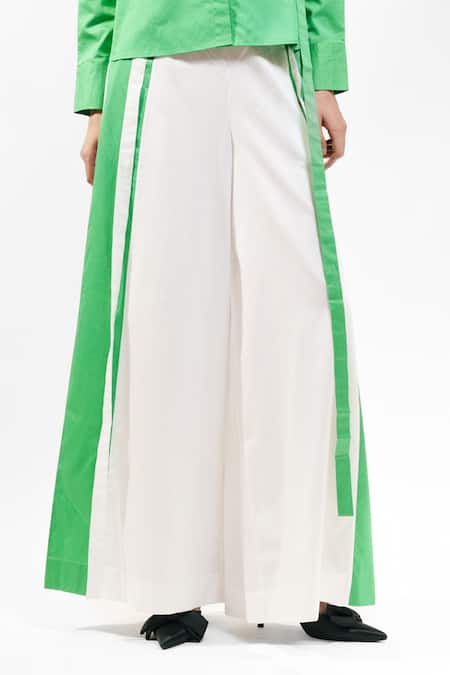 Shop_AK-OK_Green Cotton Collared Solid Shirt And Trouser Set _Online_at_Aza_Fashions