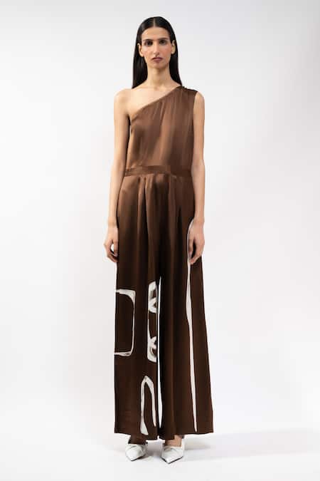 AK-OK One Shoulder Draped Jumpsuit  