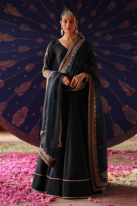 Jigar Mali Chanderi Embroidered Anarkali Set 