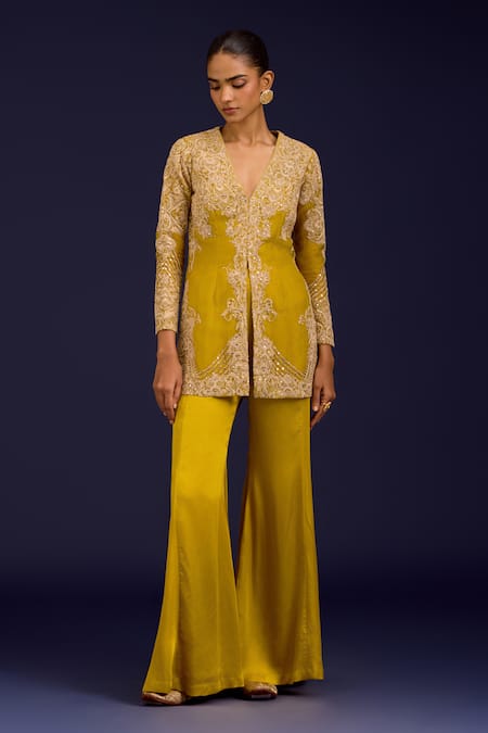 Devnaagri Embroidered Organza Kurta With Sharara 