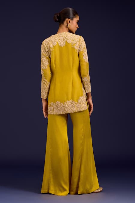 Devnaagri Embroidered Organza Kurta With Sharara 