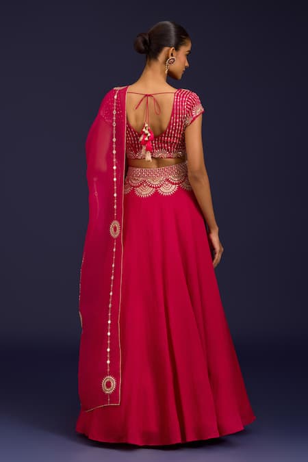 Devnaagri Mirror & Dori Embroidered Lehenga Set 