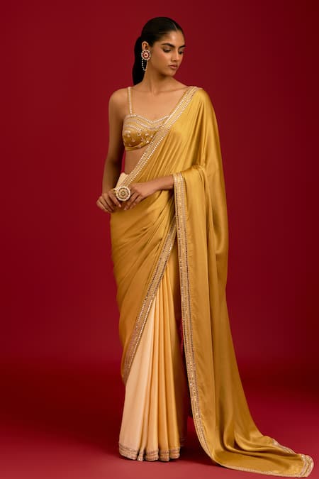 Devnaagri Ombre Embroidered Saree With Blouse 
