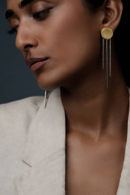 DE'Anma Gold Plated Geometric Statement Earrings at Aza Fashions DE'Anma_Gold Plated Geometric Statement Earrings _at_Aza_Fashions