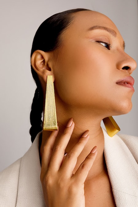 DE'Anma Gold Plated Geometric Hoops 