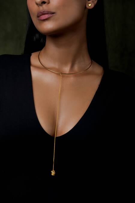 Buy_DE'Anma_Gold Plated Luna Abstract Charm Necklace 