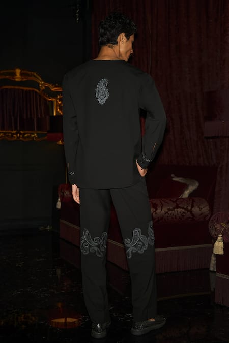 Dash And Dot Paisley Embroidered Shirt & Pant Set 