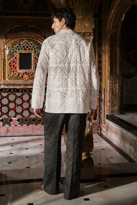 Dash And Dot Cutwork Jacquard Shirt 