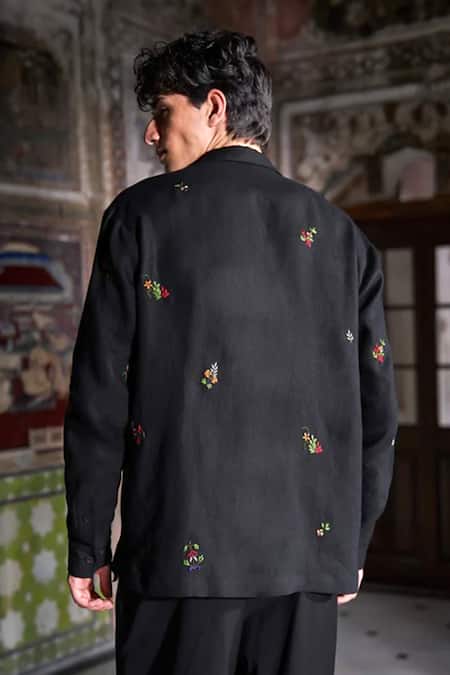 Dash And Dot Embroidered Linen Full Sleeve Shirt 