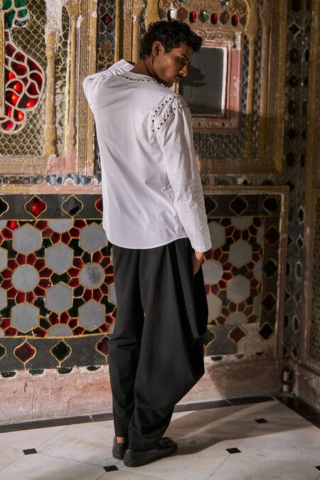 Dash And Dot Mirror Work Organic Cotton Kurta 