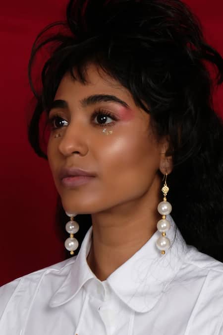 Buy Quod Gold Plated Pearls Tear Drop X3 Earrings Online at Aza Fashions Buy_Quod_Gold Plated Pearls Tear Drop X3 Earrings _Online_at_Aza_Fashions