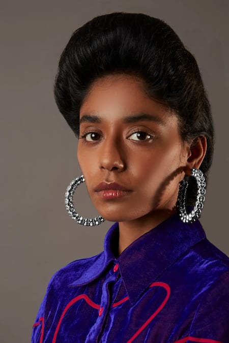 Buy_Quod_Silver Plated Teeth Earrings _Online_at_Aza_Fashions