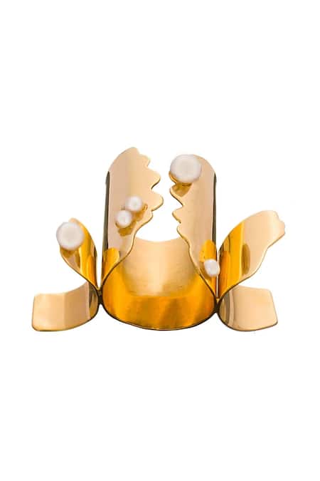 Shop Quod Gold Plated Pearls Liquid Ring at Aza Fashions Shop_Quod_Gold Plated Pearls Liquid Ring _at_Aza_Fashions