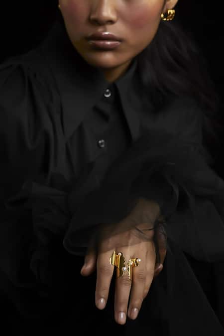 Buy Quod Gold Plated Pearls Liquid Ring Online at Aza Fashions Buy_Quod_Gold Plated Pearls Liquid Ring _Online_at_Aza_Fashions