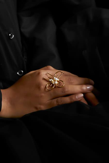 Quod Gold Plated Pearls Wreath Ring Online at Aza Fashions Quod_Gold Plated Pearls Wreath Ring _Online_at_Aza_Fashions