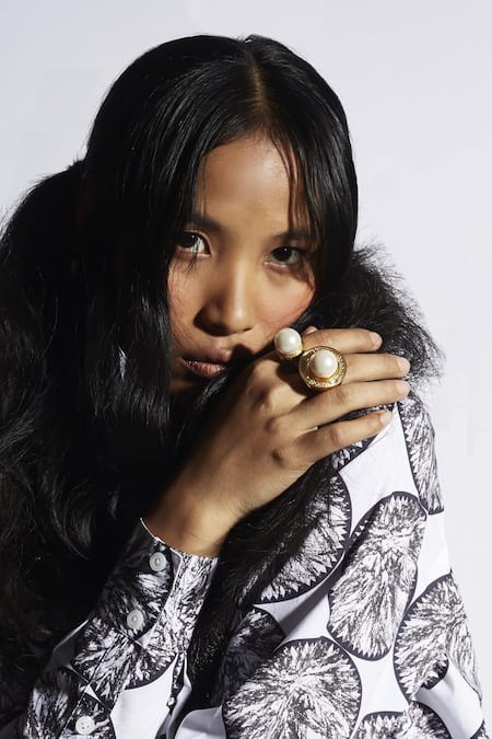 Shop Quod Gold Plated Pearls Qed Ring Online at Aza Fashions Shop_Quod_Gold Plated Pearls Qed Ring _Online_at_Aza_Fashions