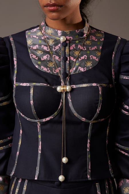 Buy_Quod_Gold Plated Fresh Water Pearl Scarf Necklace _Online_at_Aza_Fashions