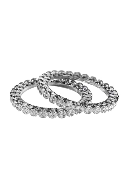 Quod Silver Plated Teeth Bangle 