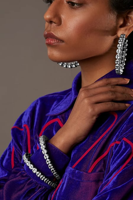 Quod Silver Plated Teeth Bangle 