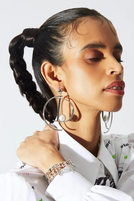 Buy_Quod_Silver Plated Qed Grill Bracelet _Online_at_Aza_Fashions