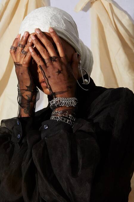 Shop_Quod_Silver Plated Qed Grill Bracelet _Online_at_Aza_Fashions