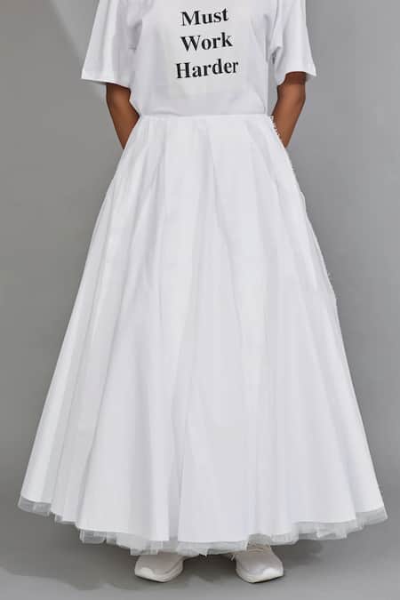 Buy Quod White Cotton, Tulle, Poplin Valley Skirt Online at Aza Fashions Buy_Quod_White Cotton, Tulle, Poplin Valley Skirt _Online_at_Aza_Fashions
