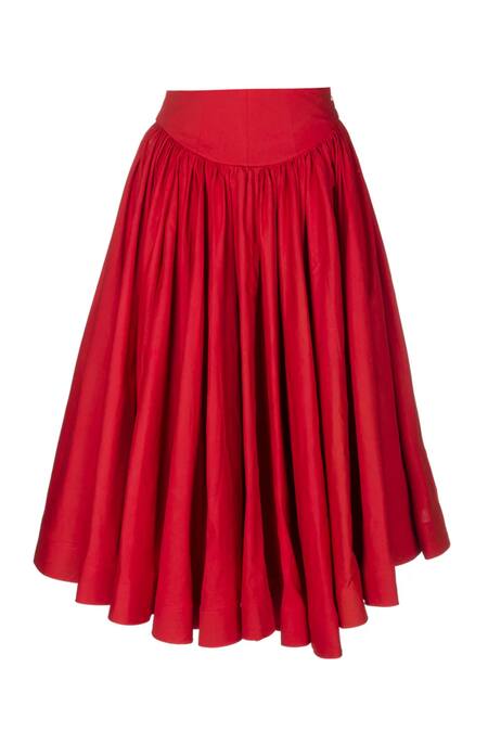 Buy Quod Red Cotton Flared Skirt Online at Aza Fashions Buy_Quod_Red Cotton Flared Skirt _Online_at_Aza_Fashions