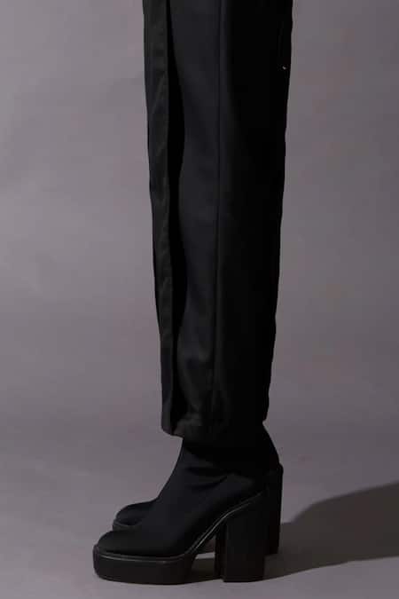 Quod Black Polyester, Viscose, Suiting Hand-tailored School Pant Online at Aza Fashions Quod_Black Polyester, Viscose, Suiting Hand-tailored School Pant _Online_at_Aza_Fashions