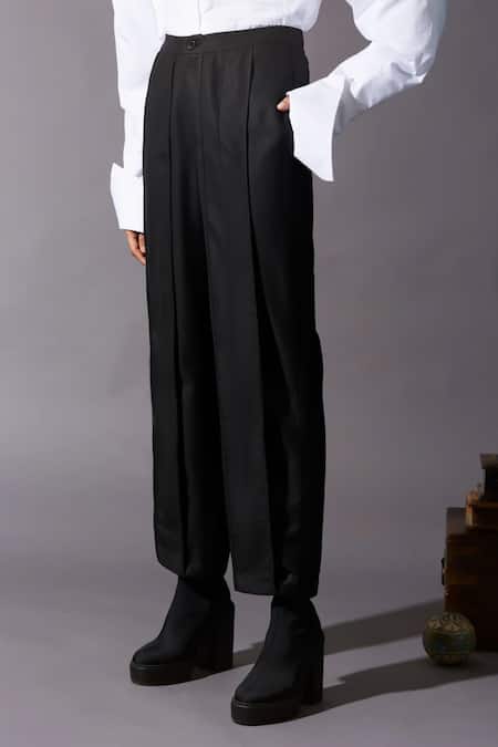 Shop Quod Black Polyester, Viscose, Suiting Hand-tailored School Pant Online at Aza Fashions Shop_Quod_Black Polyester, Viscose, Suiting Hand-tailored School Pant _Online_at_Aza_Fashions