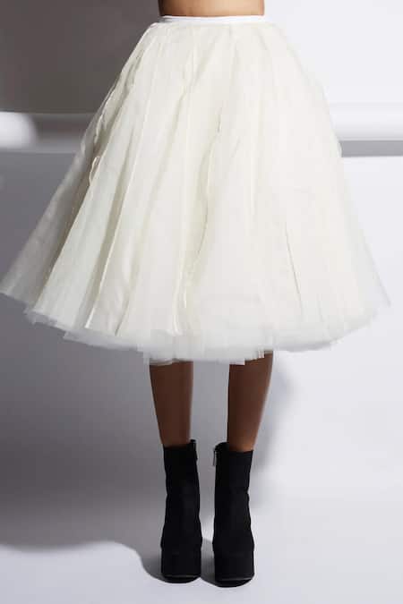 Buy_Quod_Ivory Silk Organza, Tulle Valley Skirt 