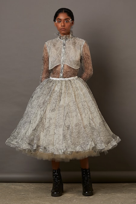 Buy_Quod_White Silk Collared Multi Face Sheer Shirt 