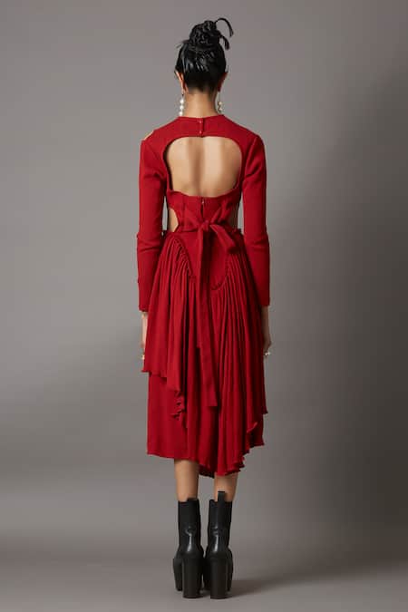 Quod Scarlet Draped Dress 