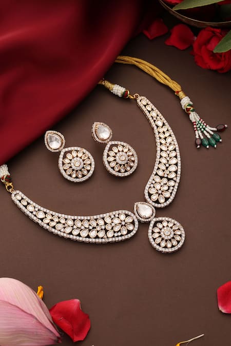 Swabhimann Polki Studded Pendant Necklace Set 