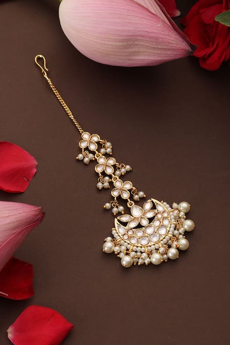 Swabhimann_Gold Plated Kundan Embellished Maangtikka _Online_at_Aza_Fashions