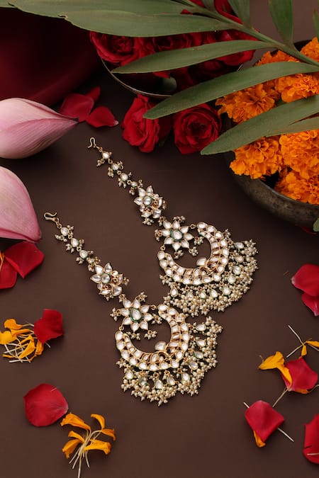 Swabhimann Gold Plated Polki Chandbali Earrings 