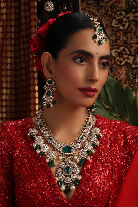 Swabhimann Polki Embellished Pendant Necklace Set 