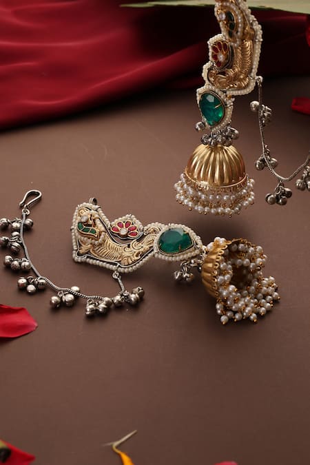 Swabhimann Green Gold Plated Jhumkas 