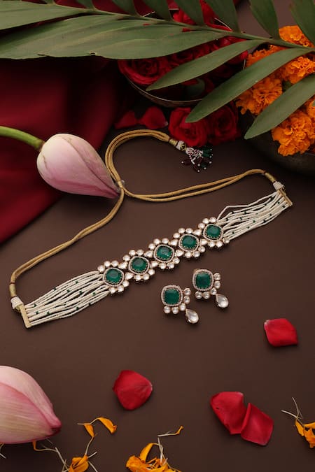 Swabhimann Polki Gold Plated Choker Set 