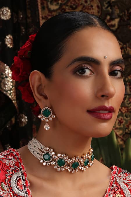 Swabhimann Polki Gold Plated Choker Set 