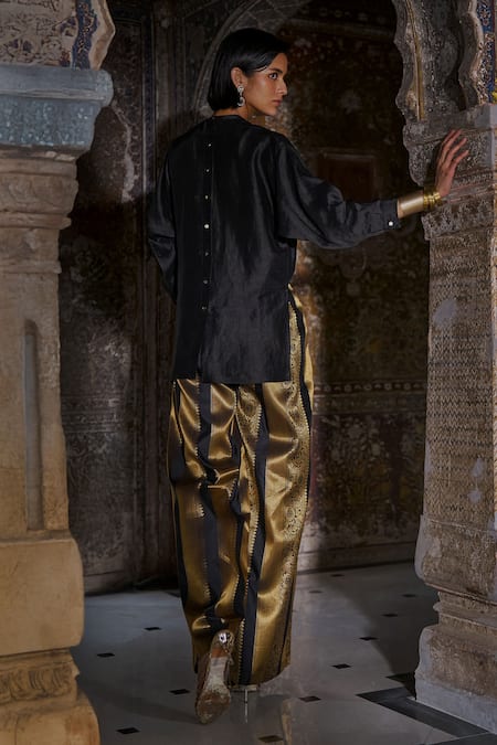 Dash And Dot Benares Silk Brocade Striped Pant 